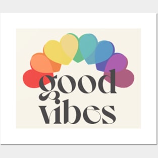 Good Vibes / / Rainbow Heart Design Posters and Art